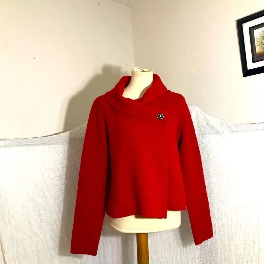 Adrienne Vittadini Red Wool Blend Sweater Size M